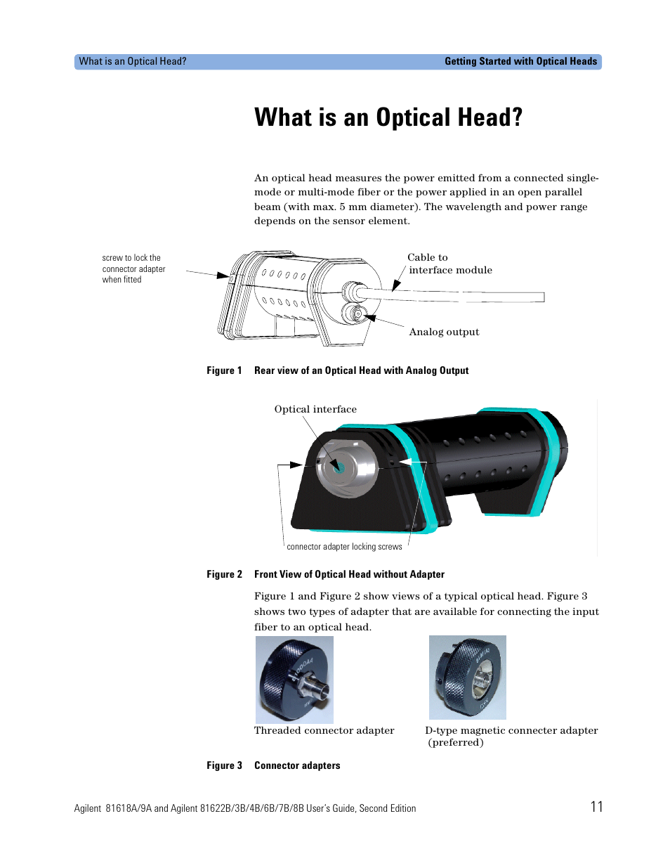 What is an optical head | Atec Agilent-81618A User Manual | Page 11 / 112