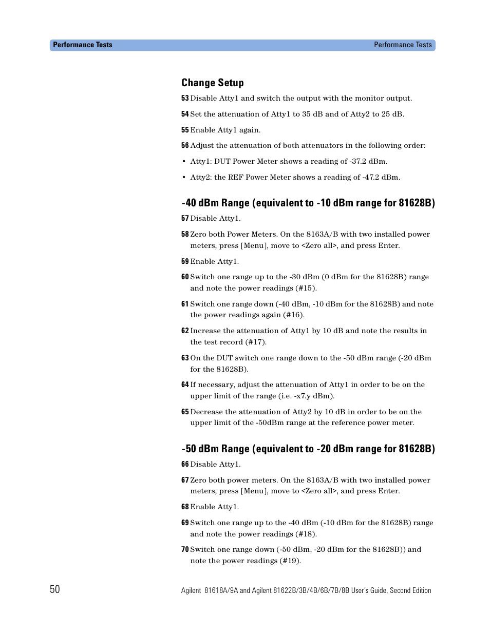 Change setup | Atec Agilent-81618A User Manual | Page 50 / 112