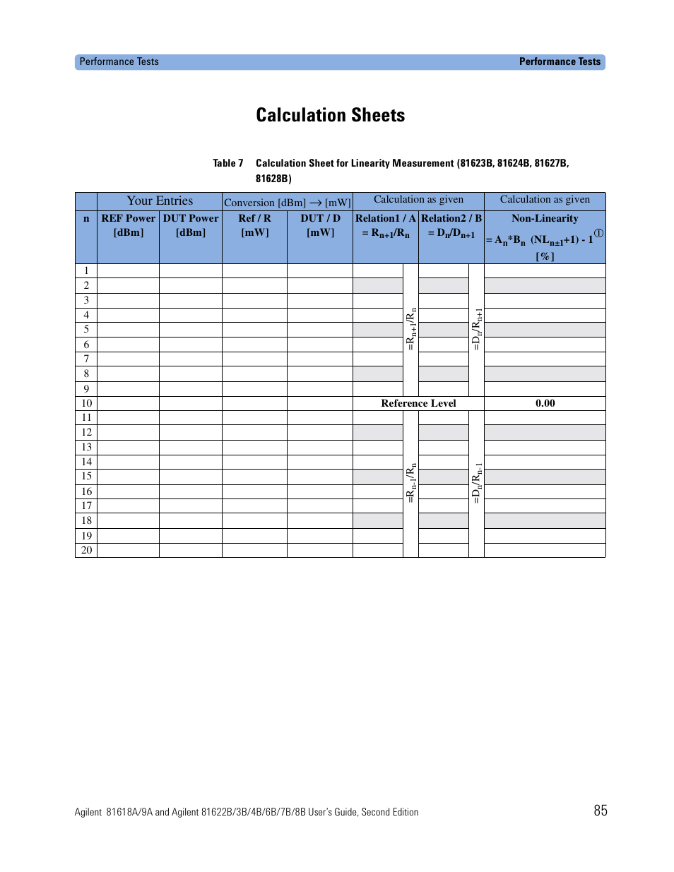 Calculation sheets | Atec Agilent-81618A User Manual | Page 85 / 112