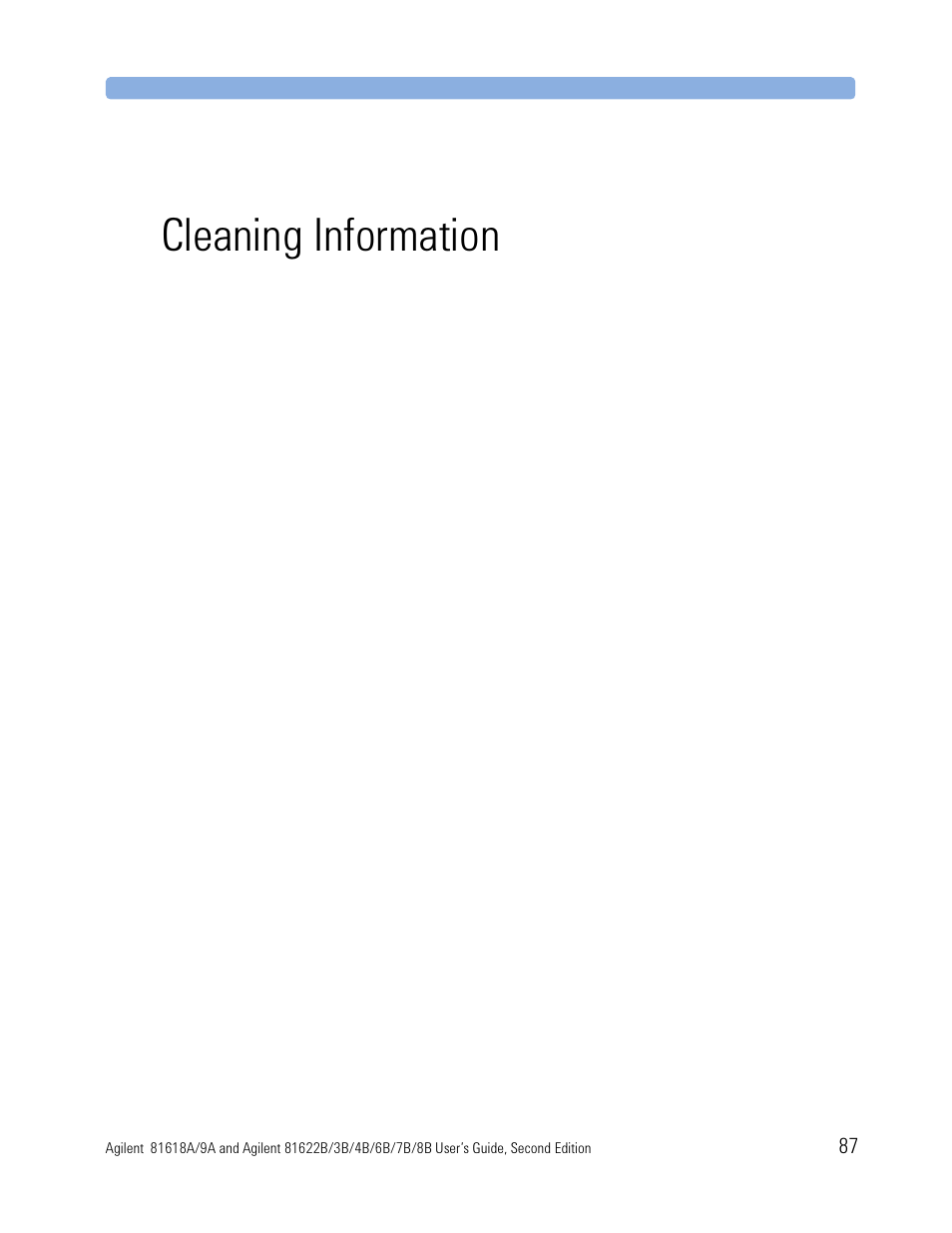 Cleaning information | Atec Agilent-81618A User Manual | Page 87 / 112