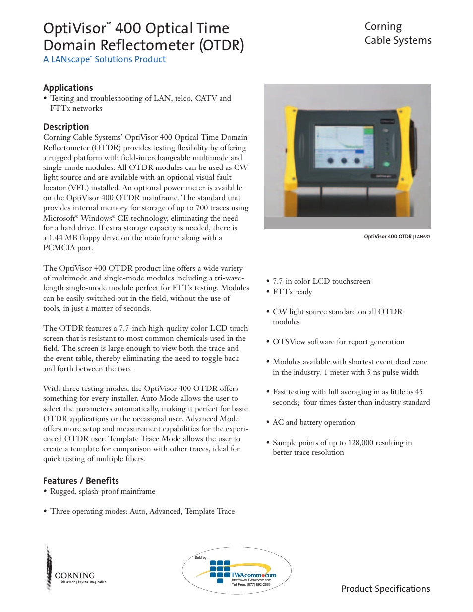 Atec Corning-Optivisor400 User Manual | 6 pages