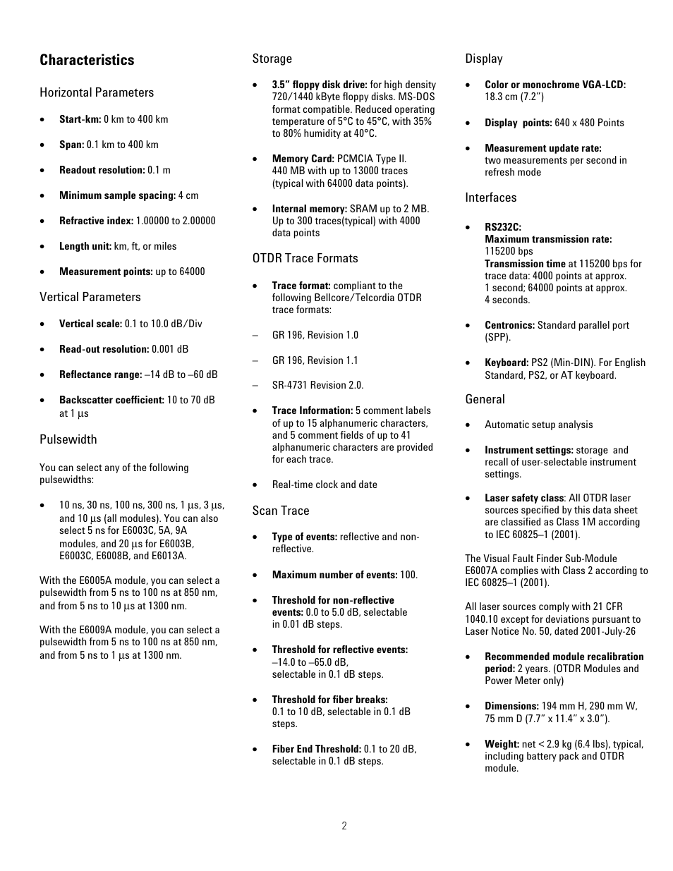 Characteristics | Atec Agilent-E6008B User Manual | Page 2 / 12