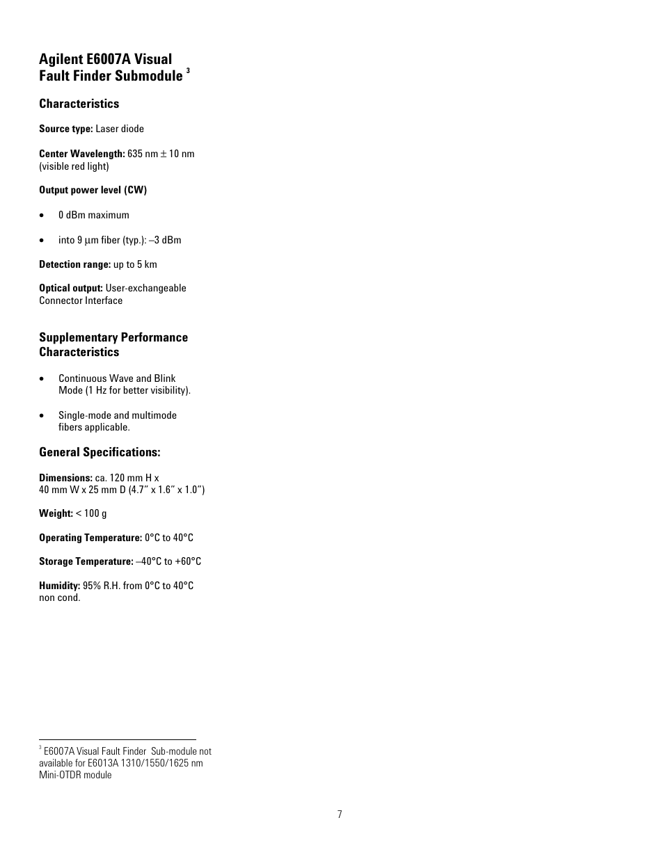 Agilent e6007a visual fault finder submodule | Atec Agilent-E6008B User Manual | Page 7 / 12