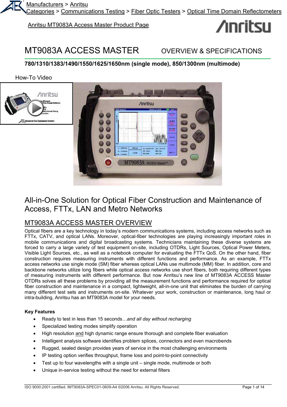 Atec Anritsu-MT9083A User Manual | 14 pages