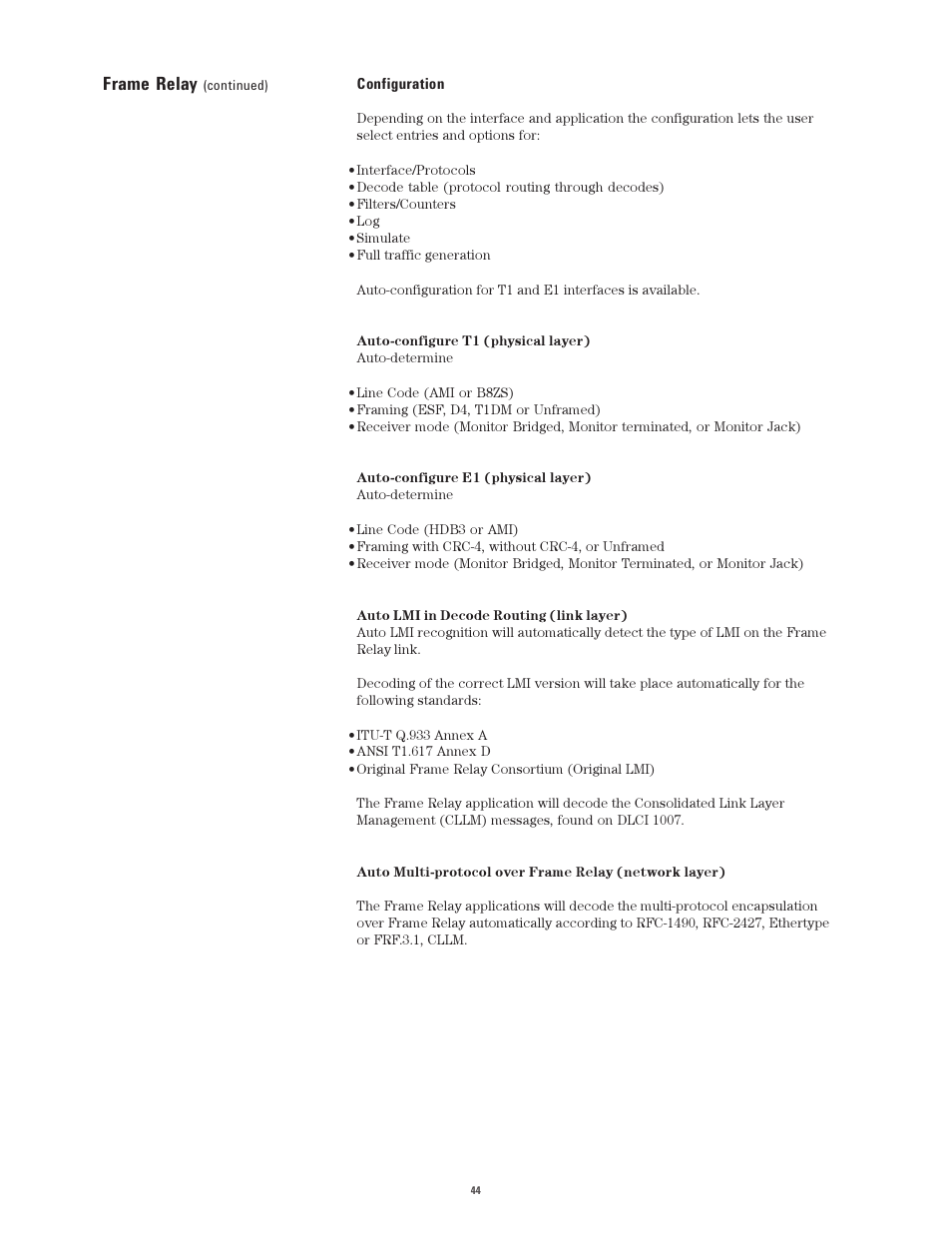 Frame relay | Atec Agilent-J2300E User Manual | Page 44 / 92