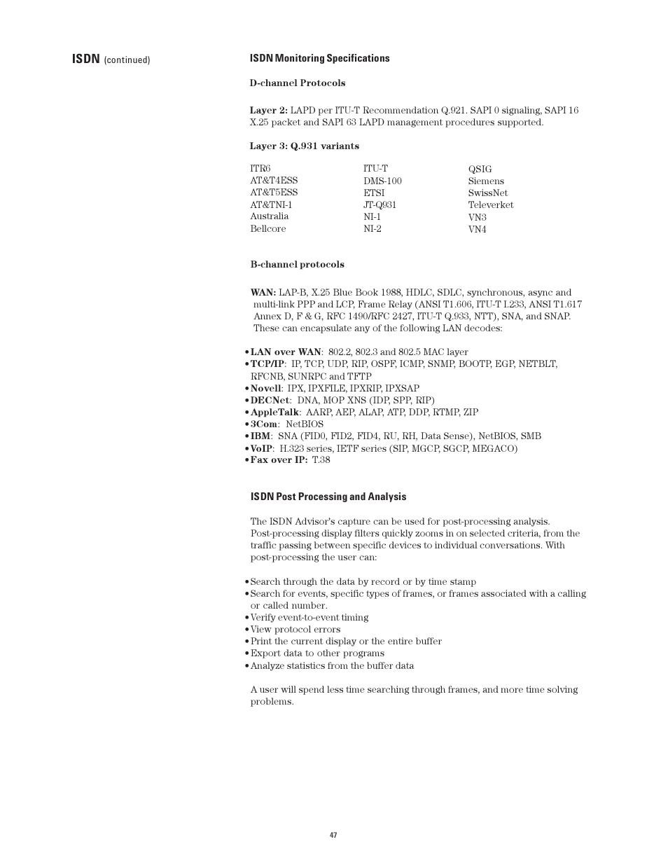 Isdn | Atec Agilent-J2300E User Manual | Page 47 / 92