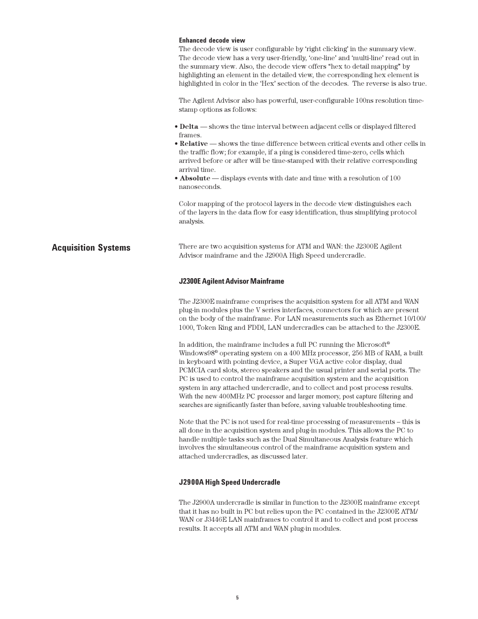 Acquisition systems | Atec Agilent-J2300E User Manual | Page 5 / 92