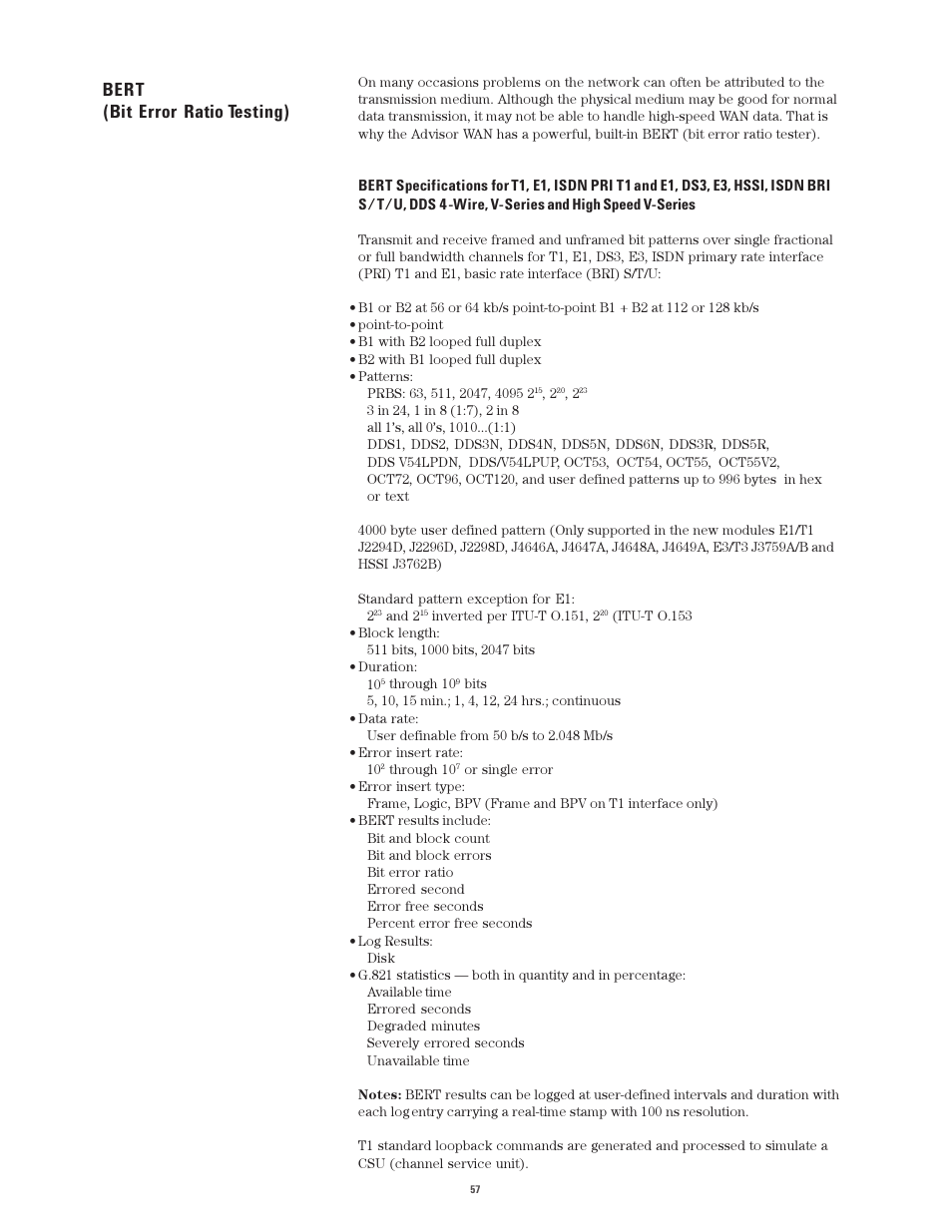 Bert (bit error ratio testing) | Atec Agilent-J2300E User Manual | Page 57 / 92