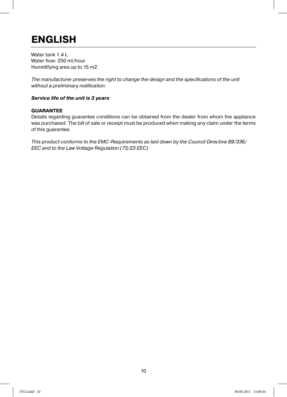 English | MAXWELL MW-3552 Y User Manual | Page 10 / 40