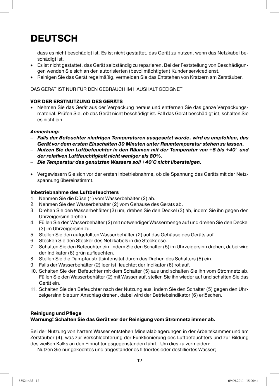 Deutsch | MAXWELL MW-3552 Y User Manual | Page 12 / 40