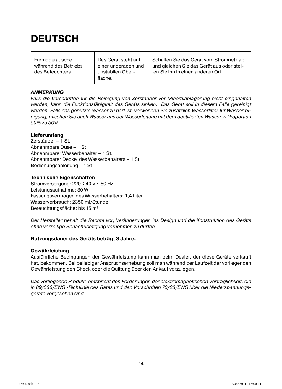 Deutsch | MAXWELL MW-3552 Y User Manual | Page 14 / 40