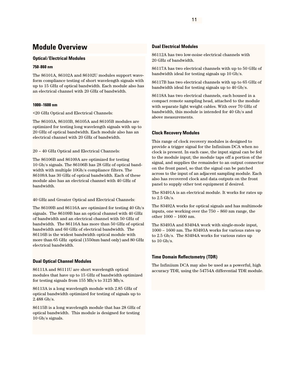 Module overview | Atec Agilent-83491A-92A User Manual | Page 11 / 22