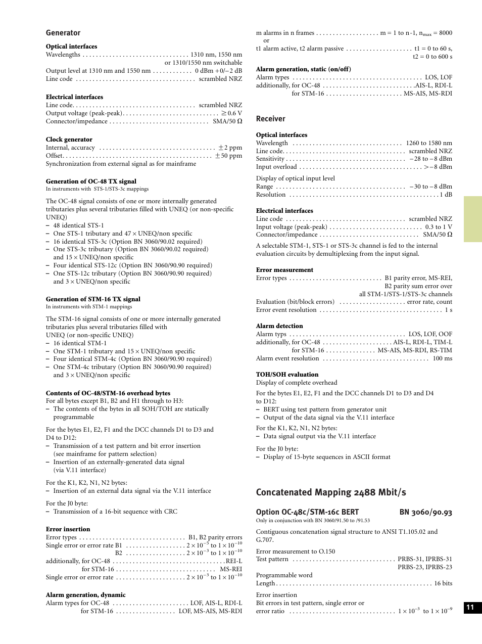 Concatenated mapping 2488 mbit/s | Atec Acterna-JDSU-ANT-20SE User Manual | Page 11 / 30