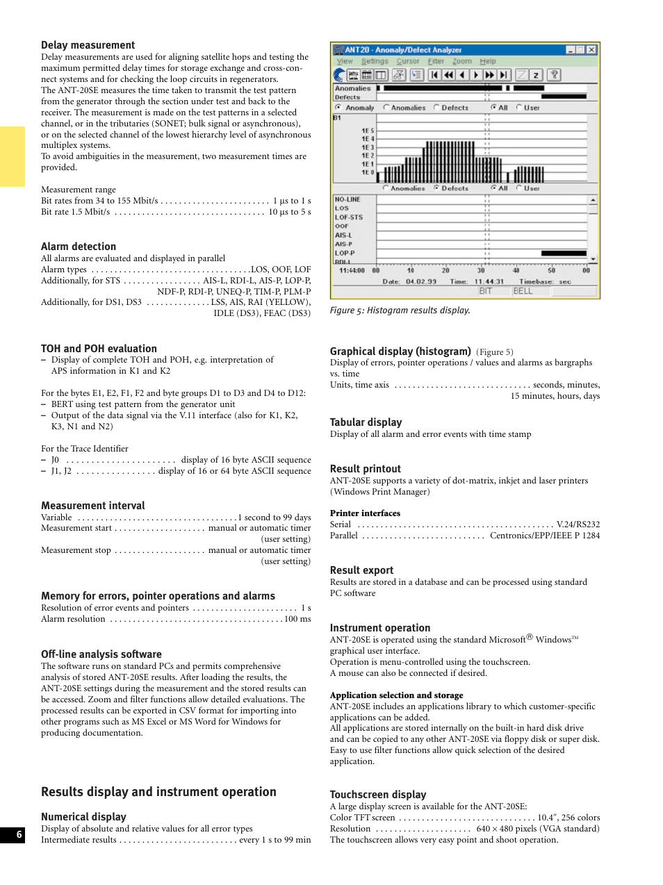 Results display and instrument operation | Atec Acterna-JDSU-ANT-20SE User Manual | Page 6 / 30