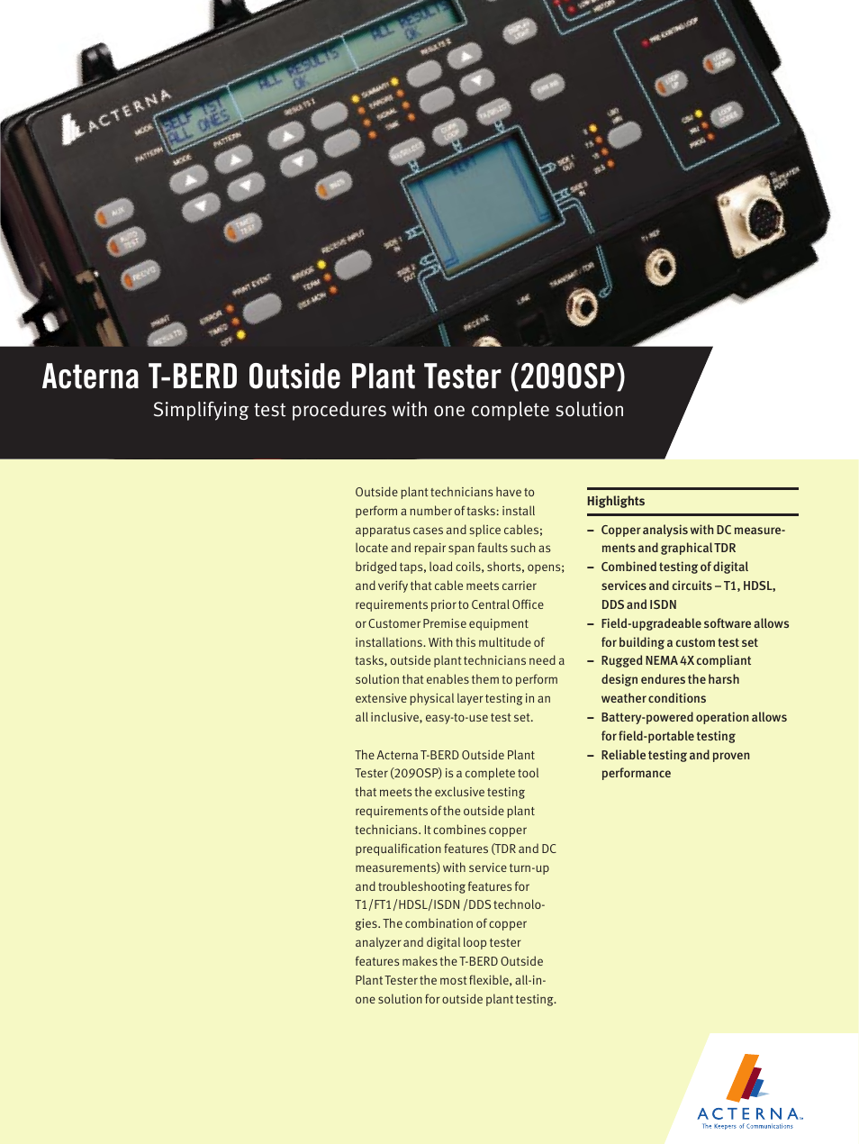 Atec Acterna-TTC-209OSP User Manual | 8 pages