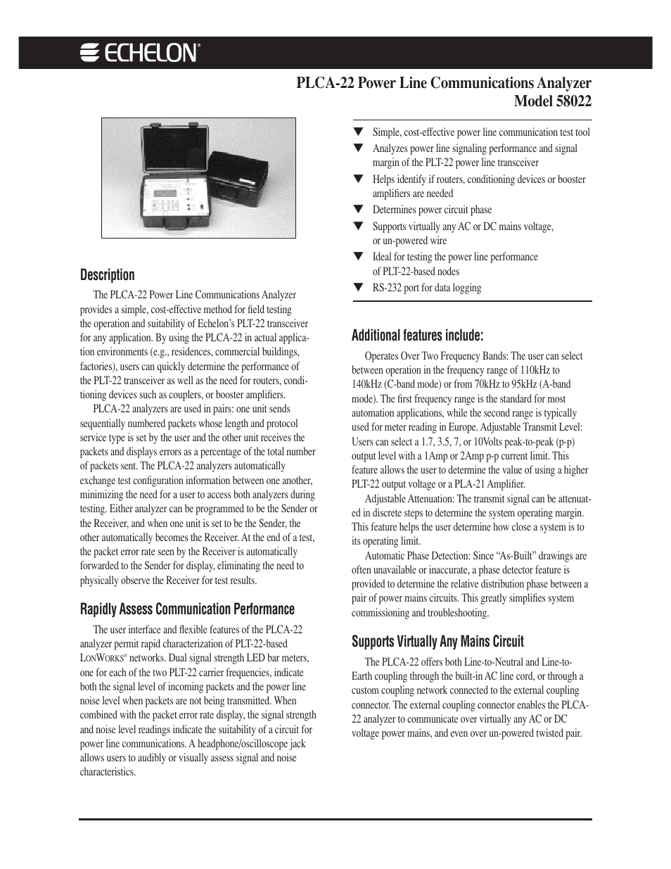 Atec Echelon-PLCA-22 User Manual | 2 pages