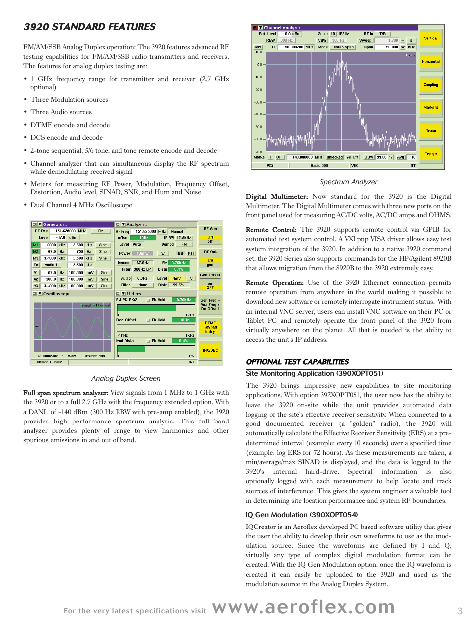 3920 standard features | Atec Aeroflex-3920 User Manual | Page 3 / 24