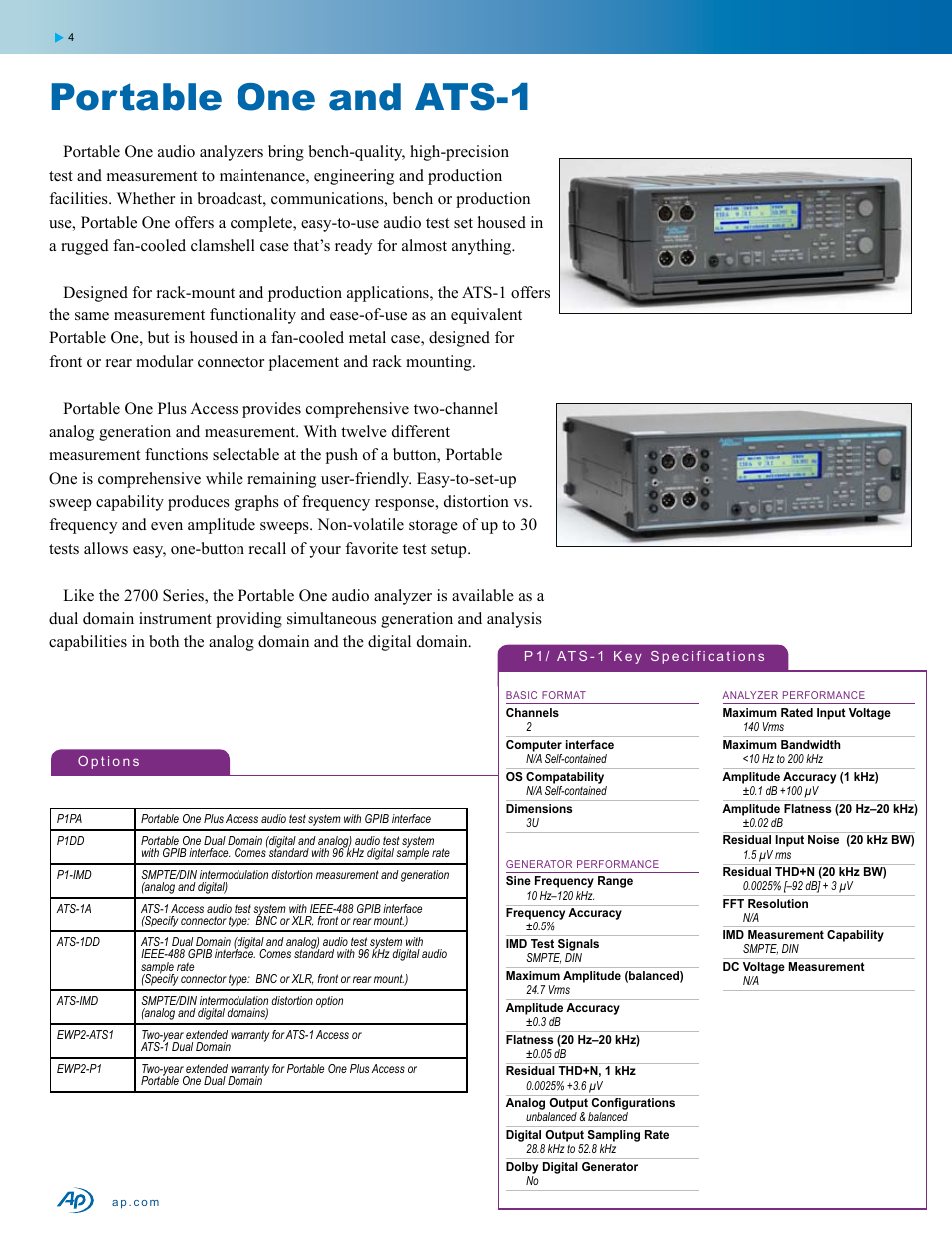 Portable one and ats-1 | Atec Audio-Precision-ats1dd User Manual | Page 4 / 8