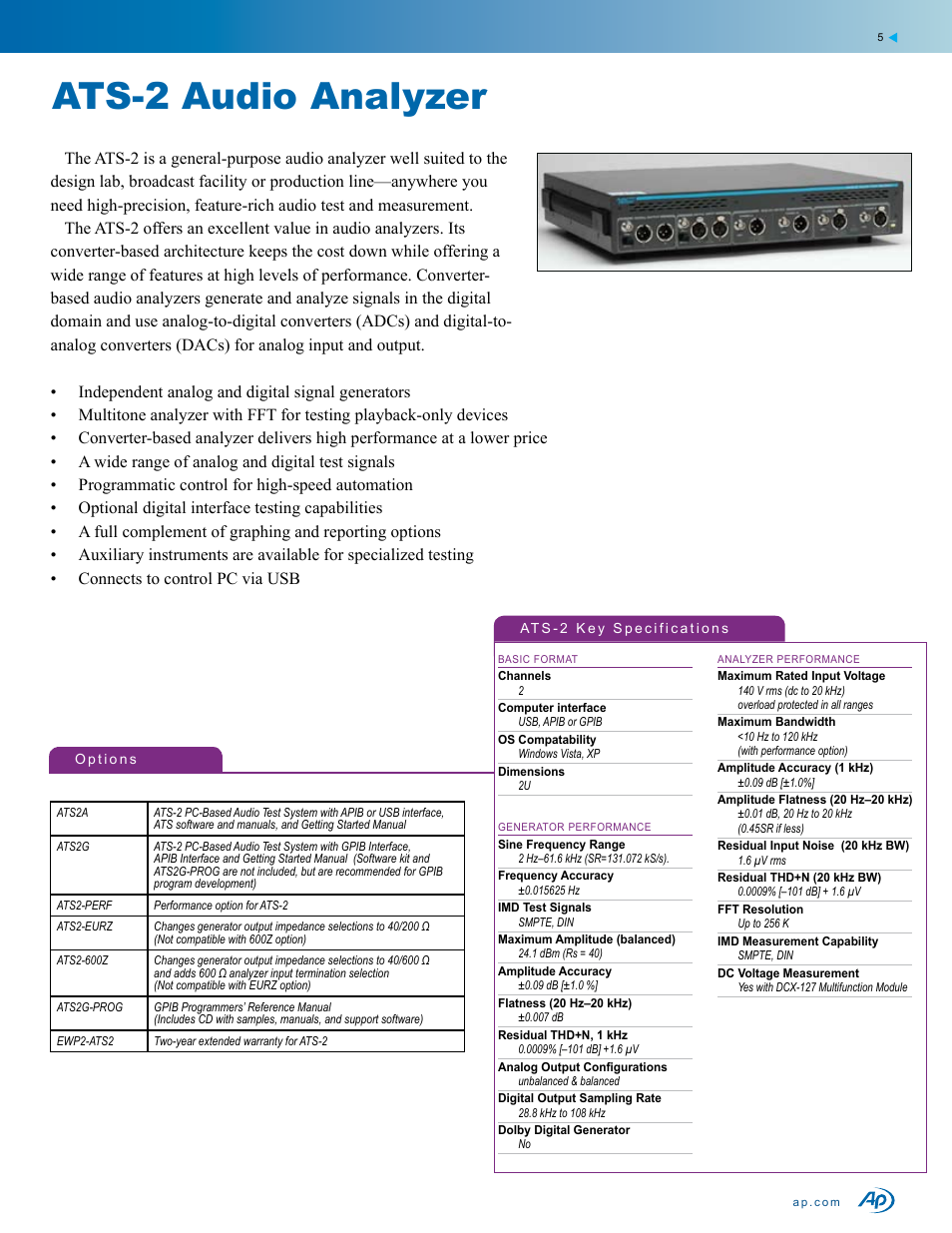 Ats-2 audio analyzer | Atec Audio-Precision-ats1dd User Manual | Page 5 / 8