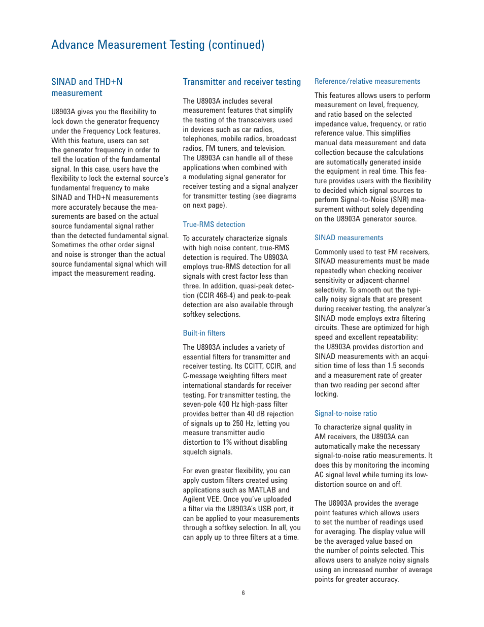 Advance measurement testing (continued) | Atec Agilent-U8903A User Manual | Page 6 / 16