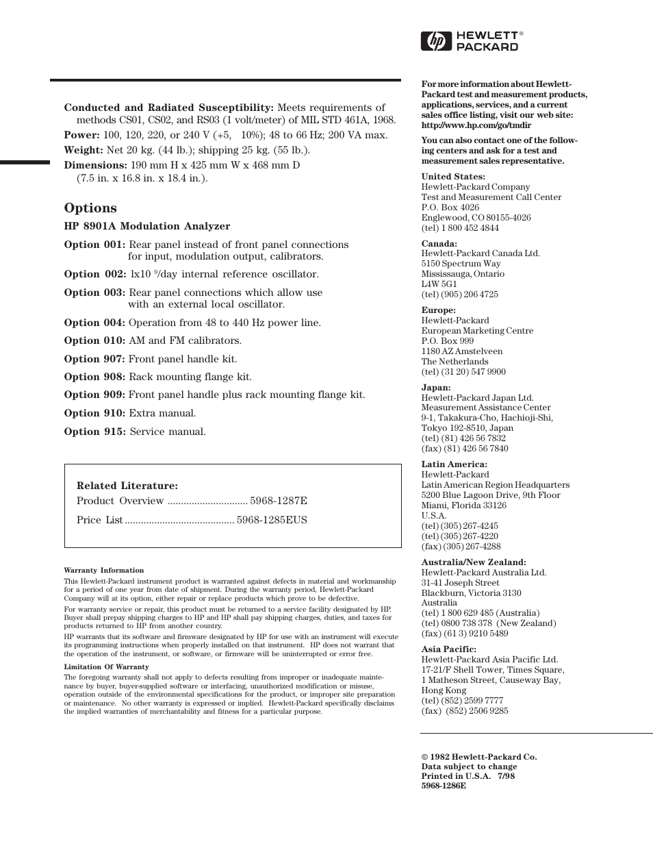 Options | Atec Agilent-8901A User Manual | Page 4 / 4