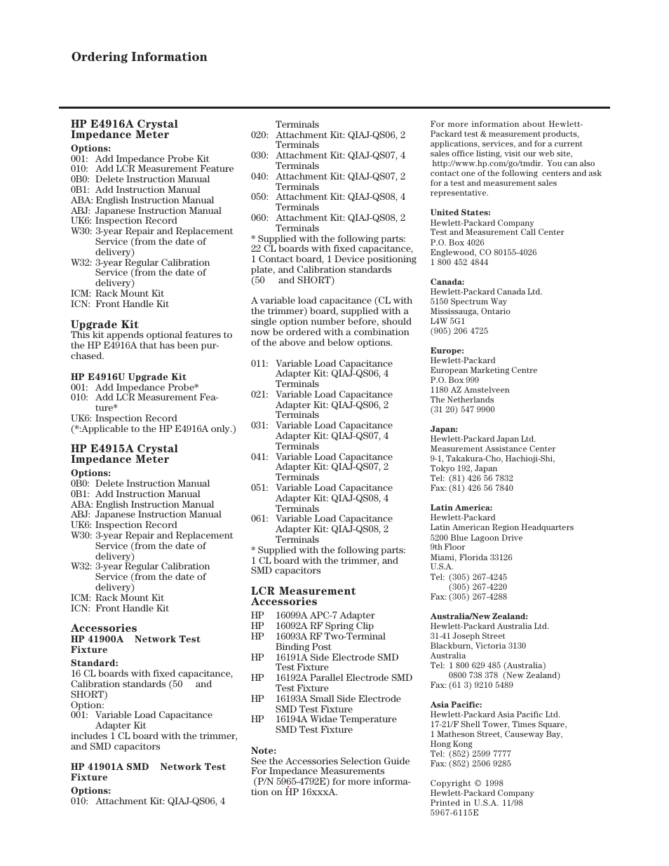 Ordering information | Atec Agilent-E4916A User Manual | Page 7 / 7