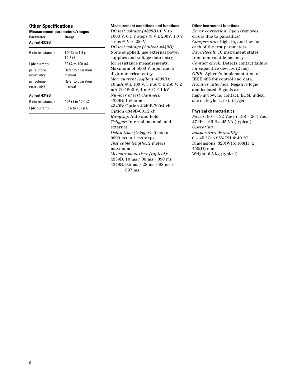 Other specifications | Atec Agilent-4339B_4349B User Manual | Page 6 / 8