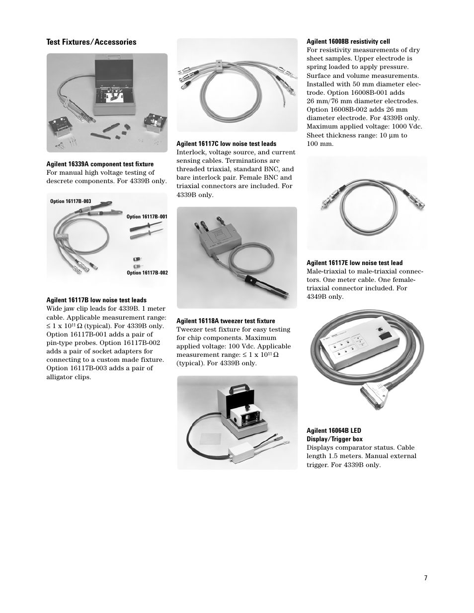 Test fixtures/accessories | Atec Agilent-4339B_4349B User Manual | Page 7 / 8