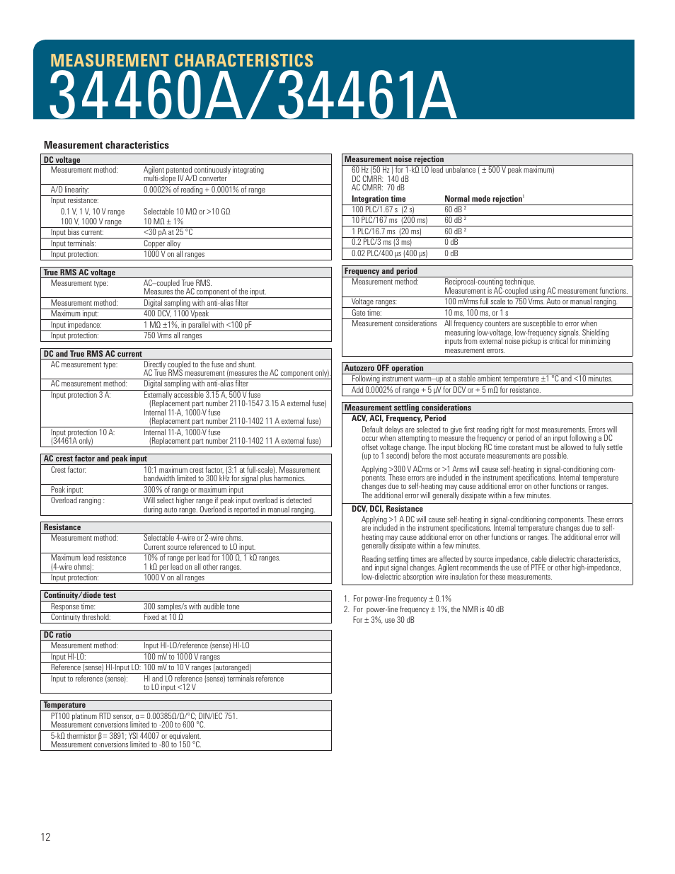 Measurement characteristics | Atec Agilent-34461A User Manual | Page 12 / 16