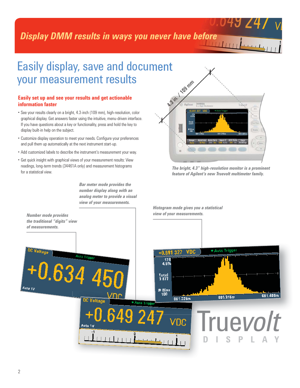 True volt, Display dmm results in ways you never have before | Atec Agilent-34461A User Manual | Page 2 / 16