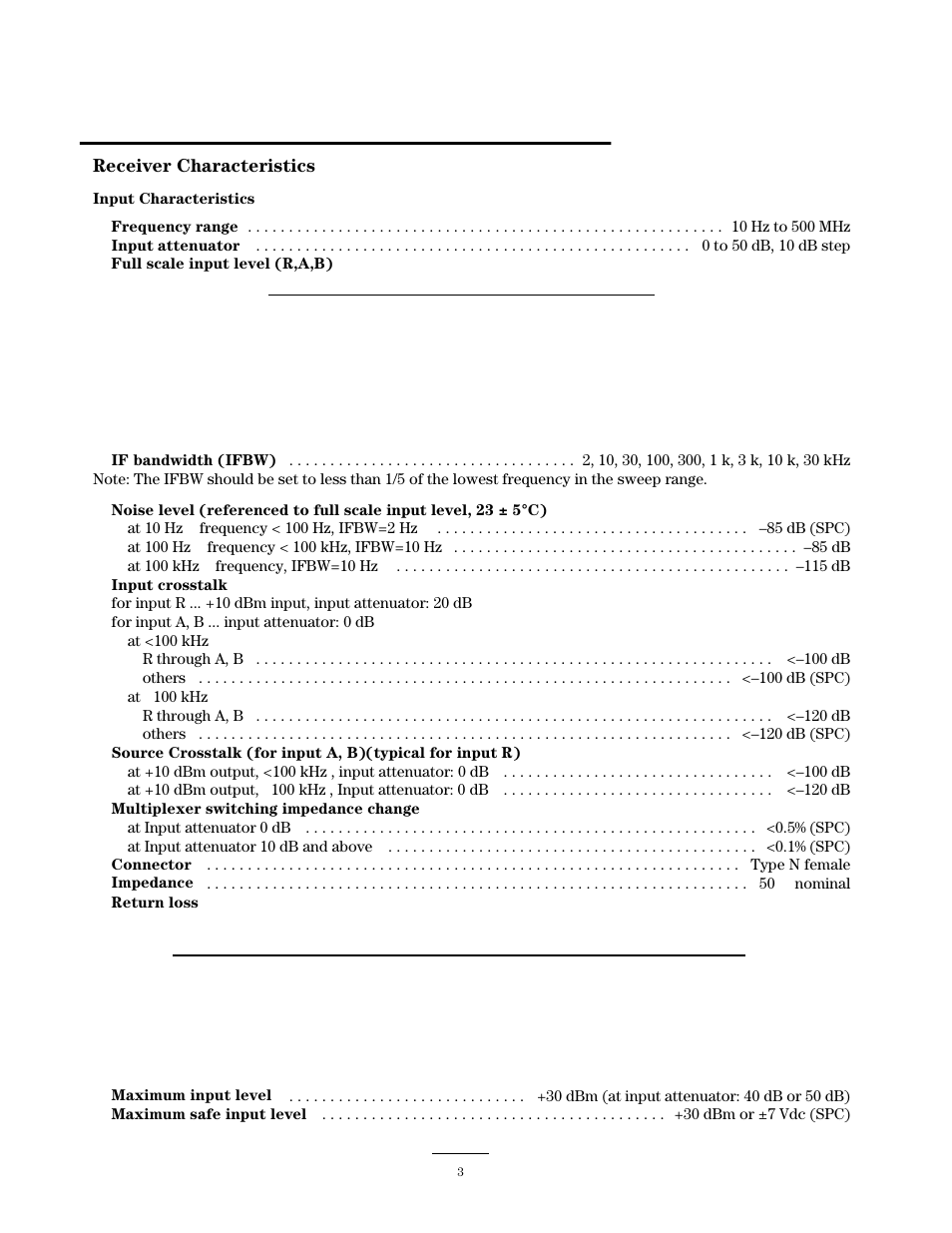 Receiver characteristics | Atec Agilent-4395A User Manual | Page 3 / 27