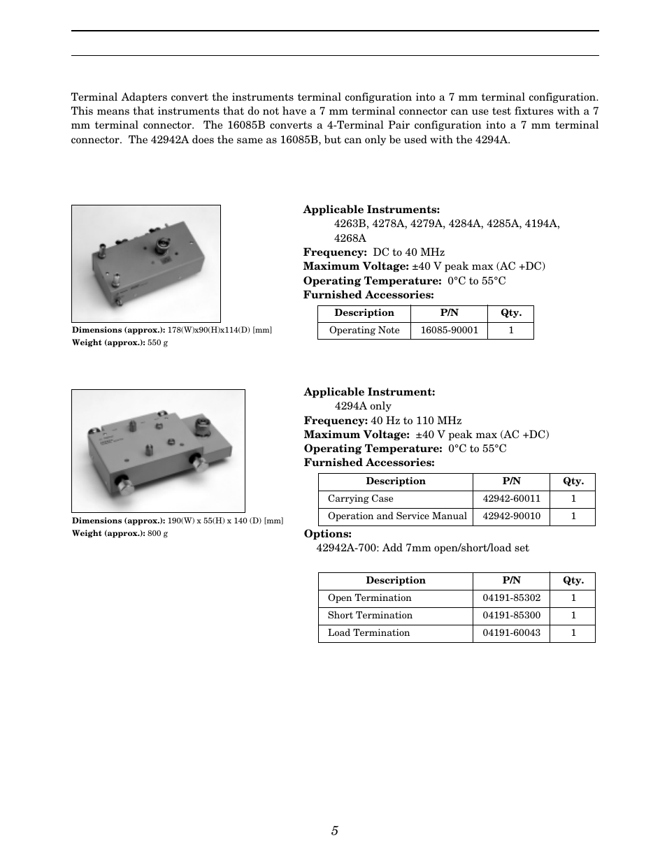 Tips for selecting appropriate accessories, Terminal adapters | Atec Agilent-16047A User Manual | Page 10 / 108