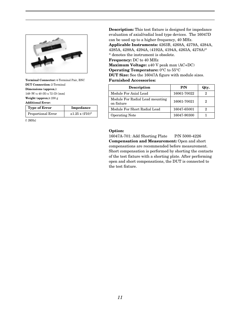 Up to 110 mhz (4-terminal pair), Lead components | Atec Agilent-16047A User Manual | Page 16 / 108