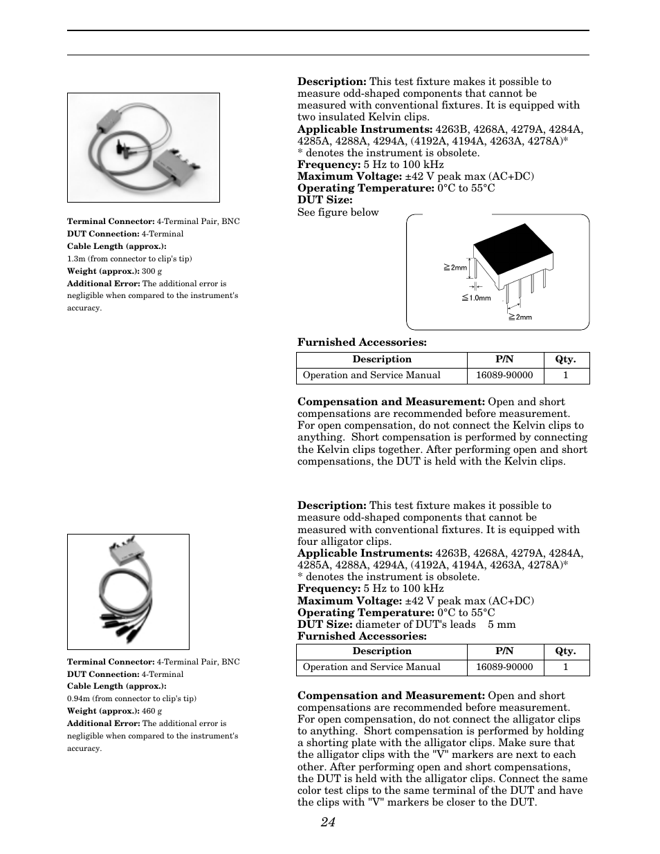 Up to 110 mhz (4-terminal pair), Other components | Atec Agilent-16047A User Manual | Page 29 / 108