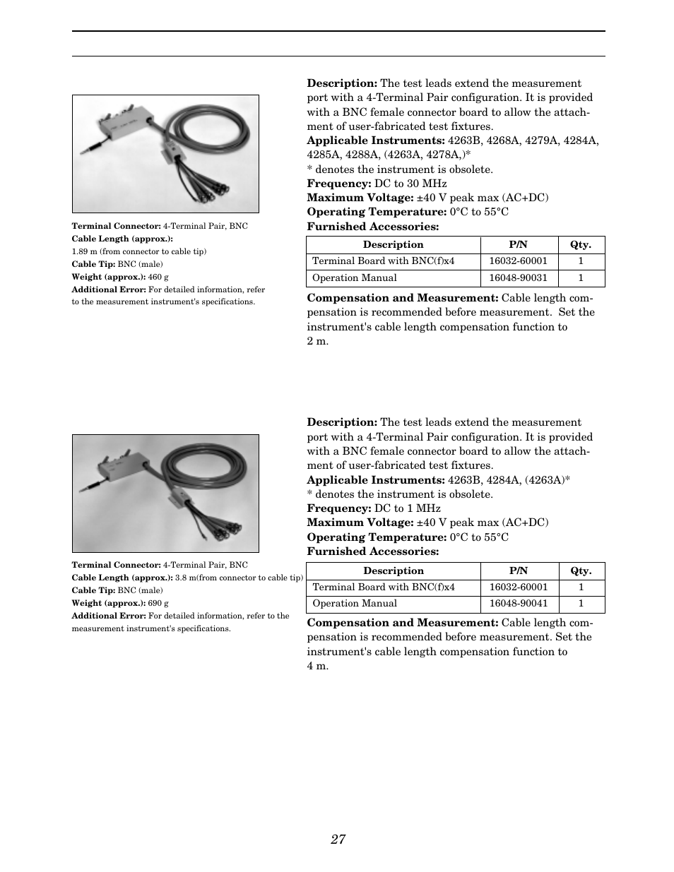 Up to 110 mhz (4-terminal pair), Port/cable extension | Atec Agilent-16047A User Manual | Page 32 / 108