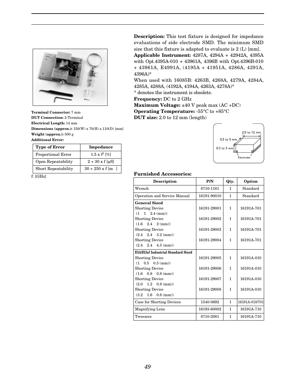 Up to 3 ghz (7 mm) smd | Atec Agilent-16047A User Manual | Page 54 / 108