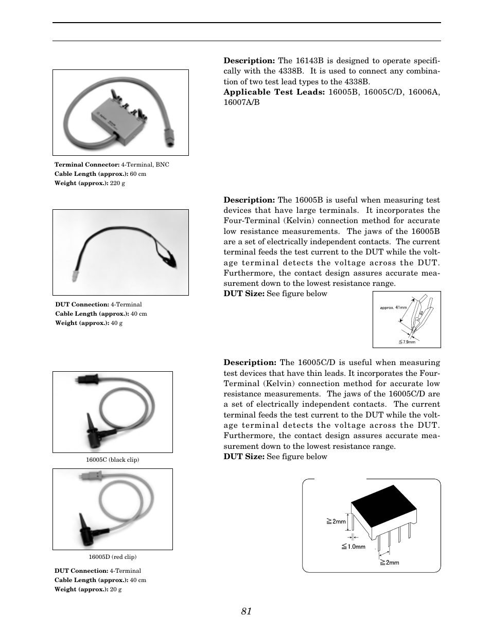 1 khz (milliohm) various components | Atec Agilent-16047A User Manual | Page 86 / 108