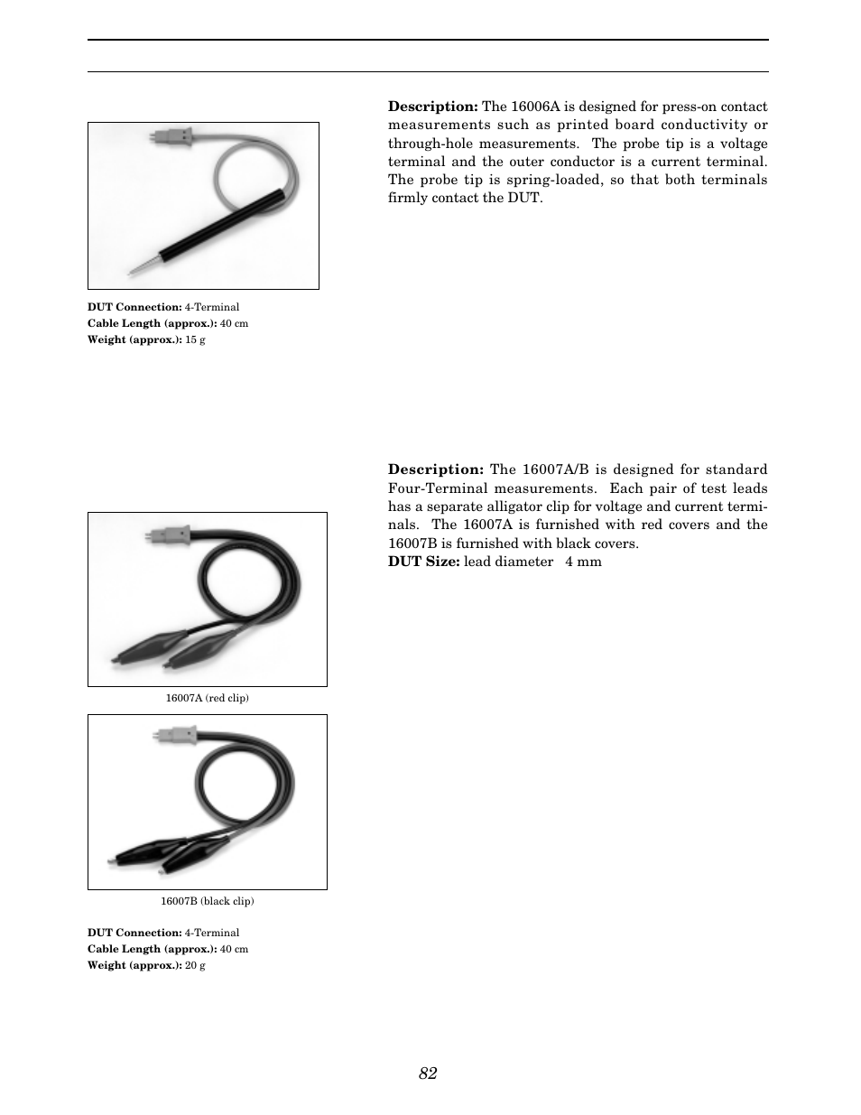 1 khz (milliohm) various components | Atec Agilent-16047A User Manual | Page 87 / 108
