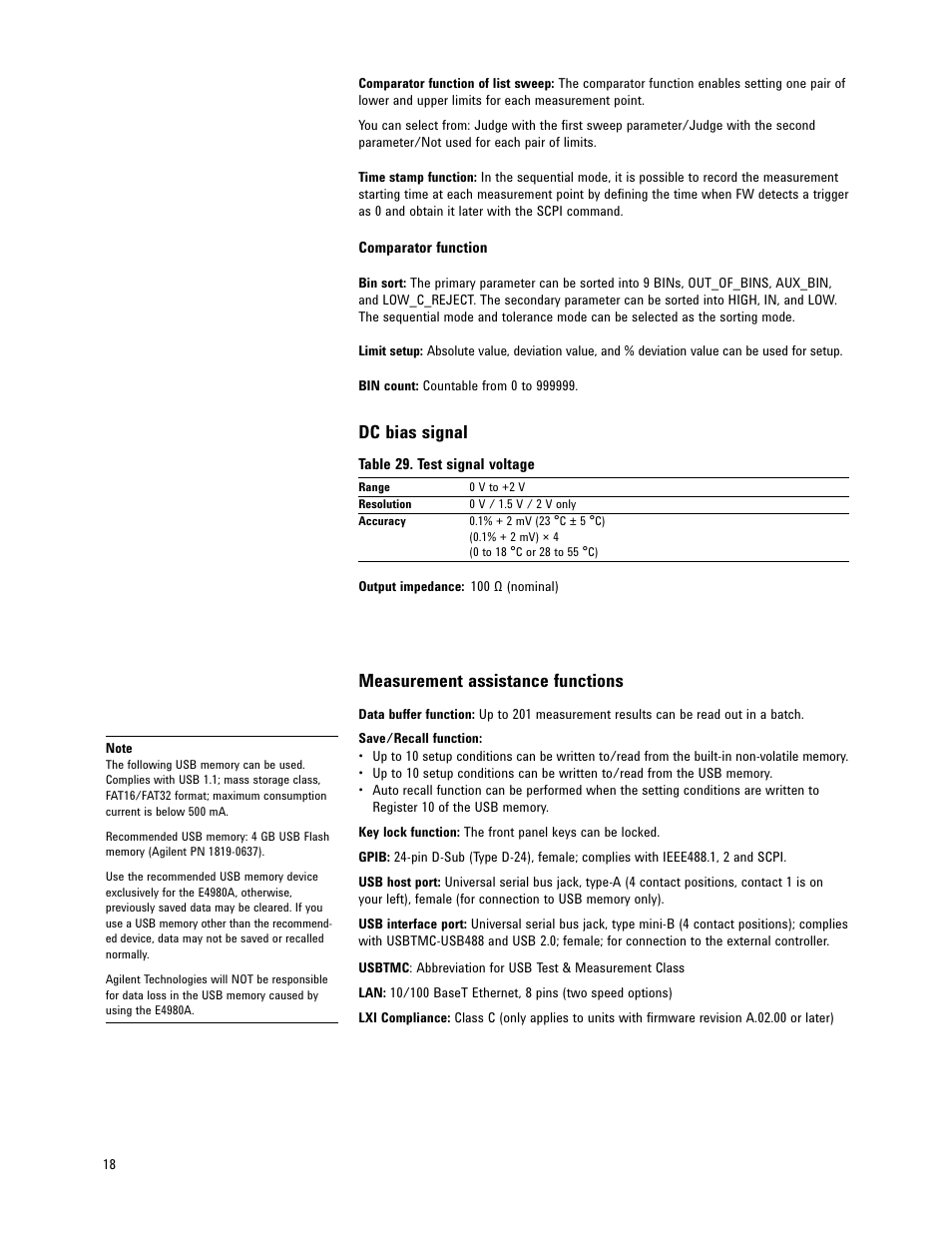 Dc bias signal, Measurement assistance functions | Atec Agilent-E4980A-AL User Manual | Page 18 / 37