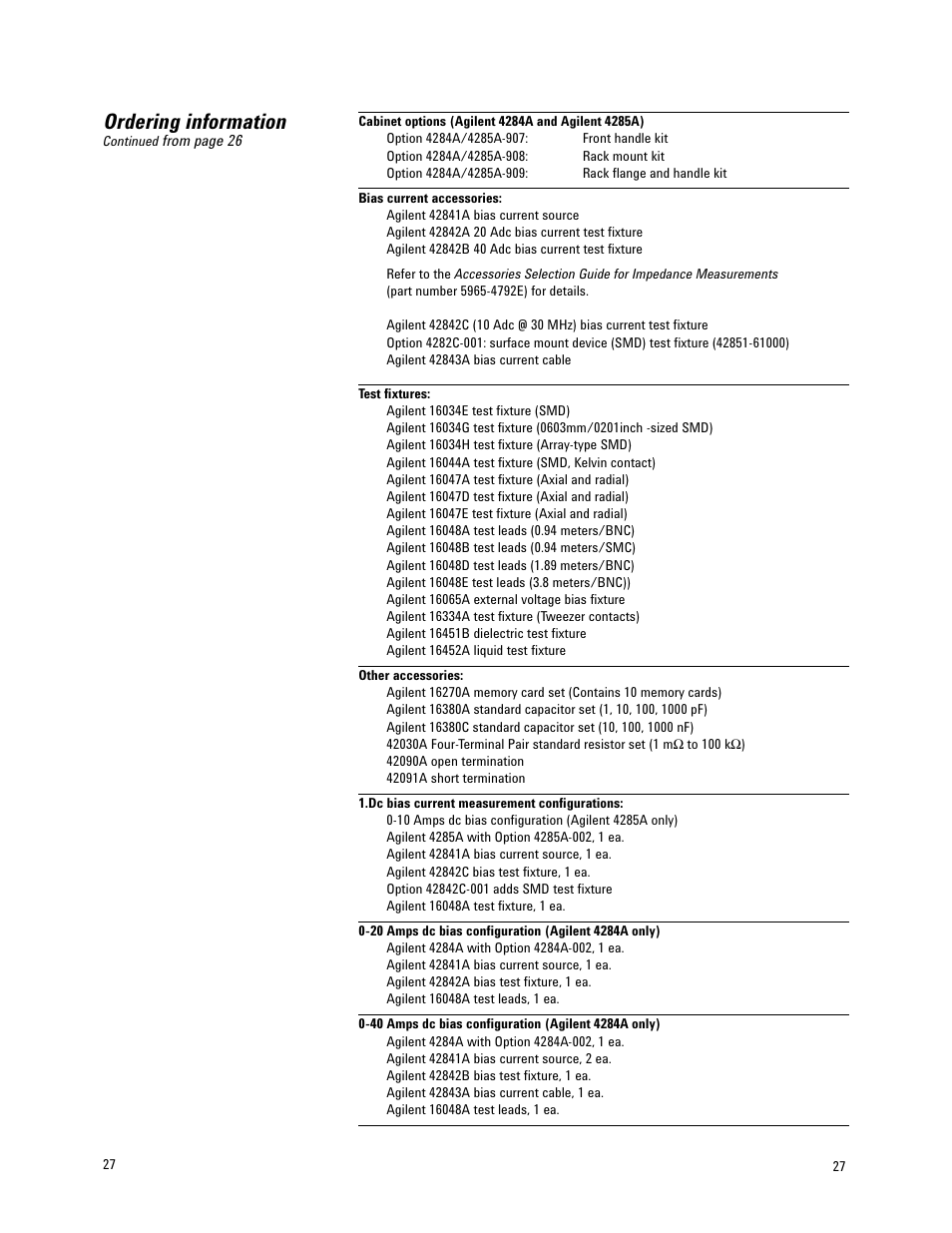 Ordering information | Atec Agilent-4284A_4285A User Manual | Page 27 / 28