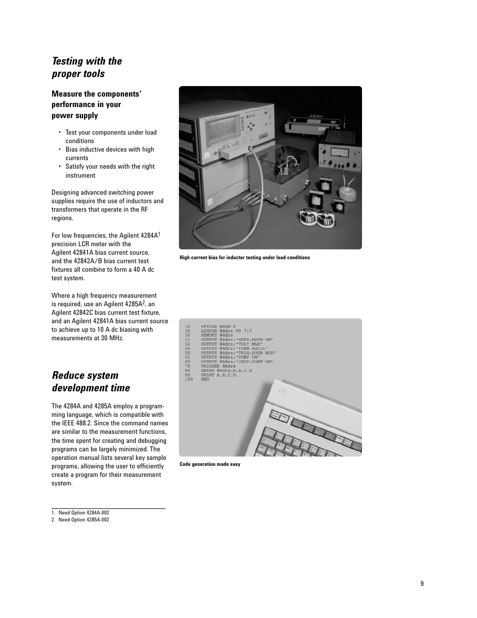 Testing with the proper tools, Reduce system development time | Atec Agilent-4284A_4285A User Manual | Page 9 / 28