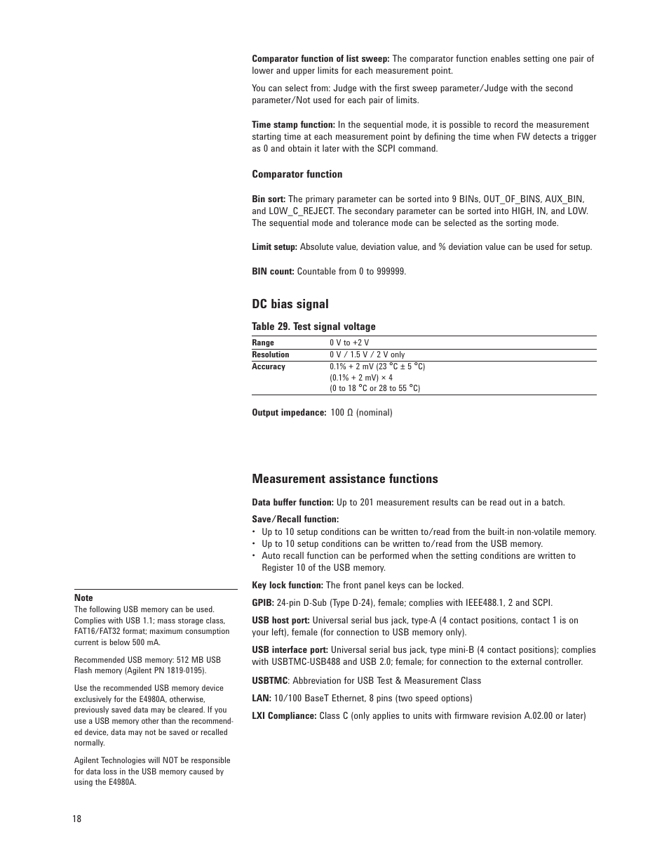 Dc bias signal, Measurement assistance functions | Atec Agilent-E4980A User Manual | Page 18 / 36