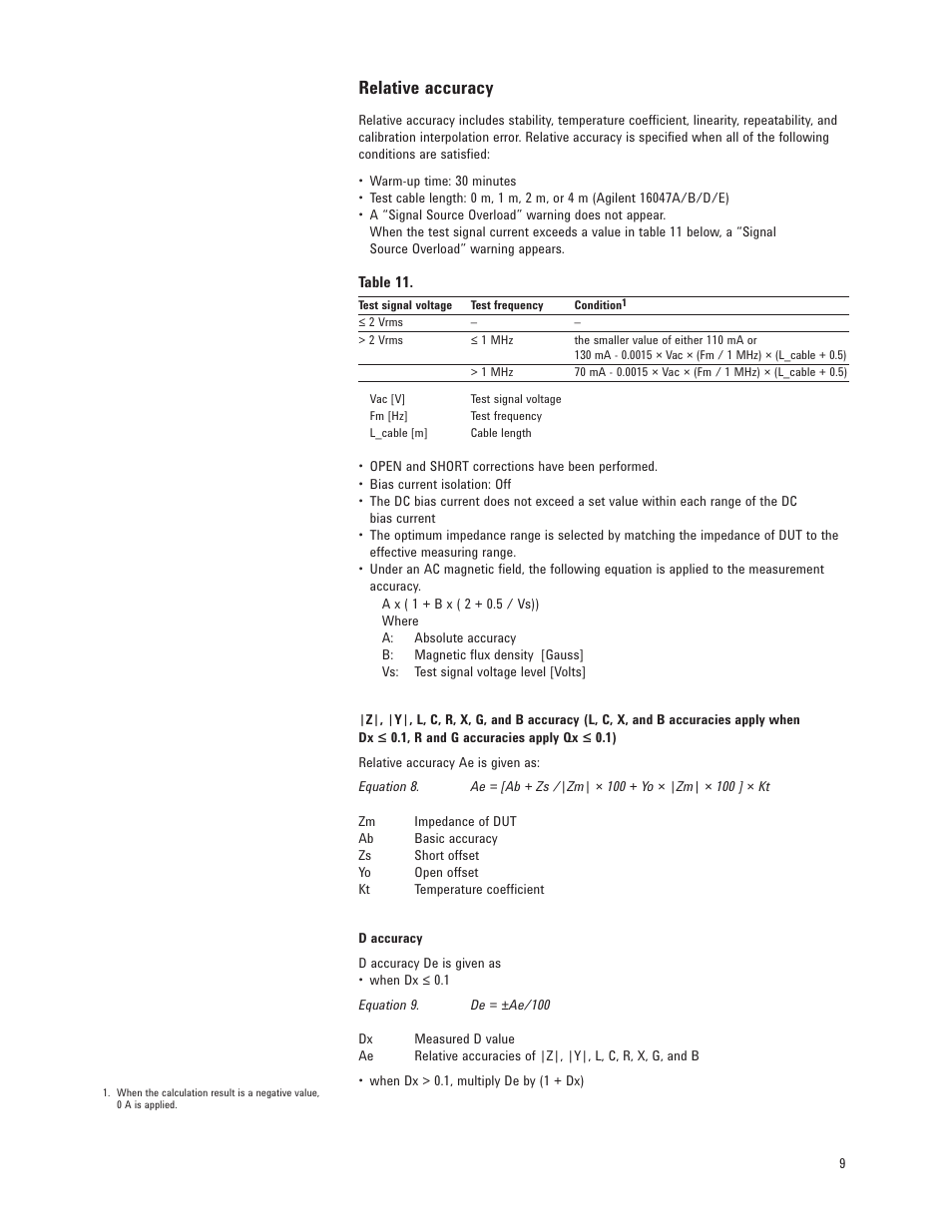 Relative accuracy | Atec Agilent-E4980A User Manual | Page 9 / 36