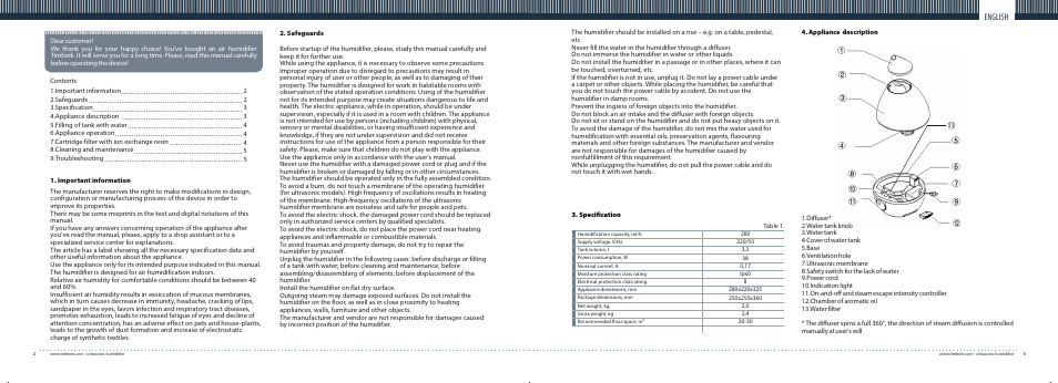 English | TIMBERK THU UL 03 User Manual | Page 2 / 6