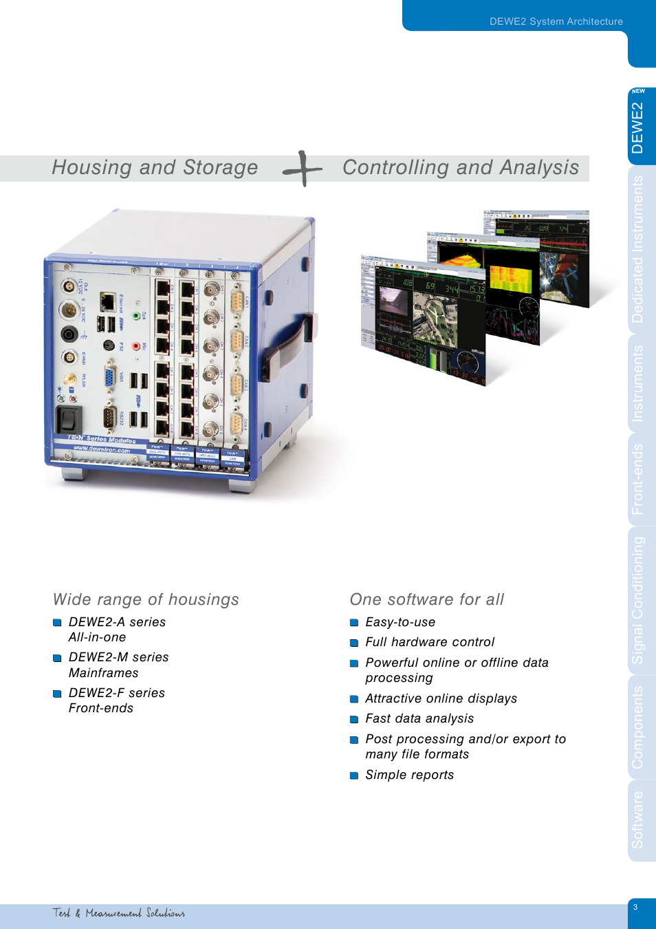 Housing and storage controlling and analysis, Wide range of housings, One software for all | Atec Dewetron-DEWE2_DatatsheetЙ User Manual | Page 3 / 40