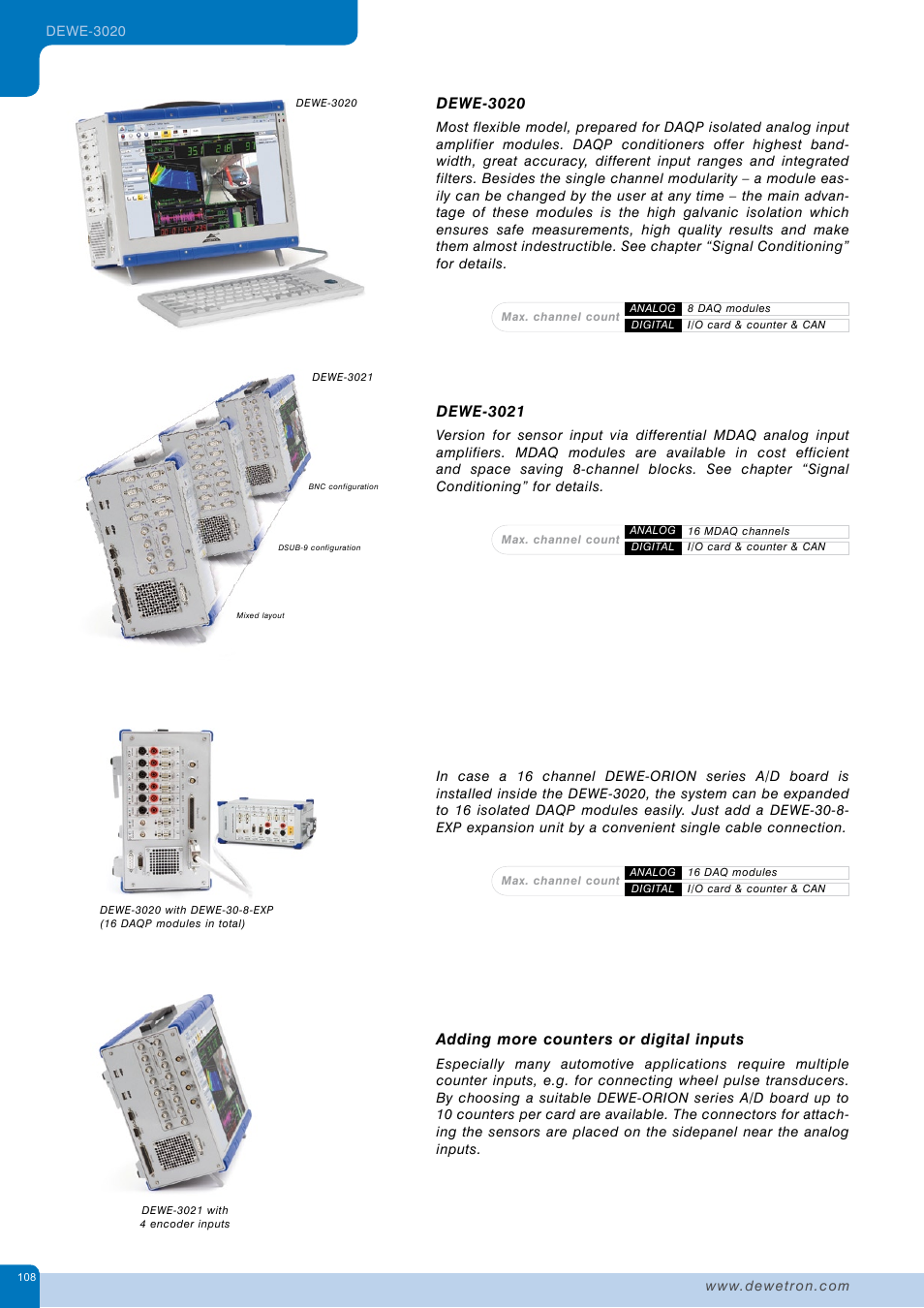 Dewe-3020, Dewe-3021, Adding more counters or digital inputs | Atec Dewetron-DEWE-3020 User Manual | Page 2 / 4