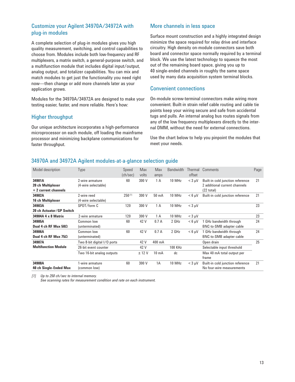 Higher throughput, More channels in less space, Convenient connections | Atec Agilent-34972A User Manual | Page 13 / 28
