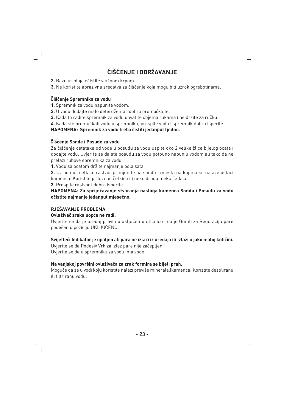 ˇciˇ s´cenje i odrˇzavanje | SINBO SAH 6107 User Manual | Page 24 / 35