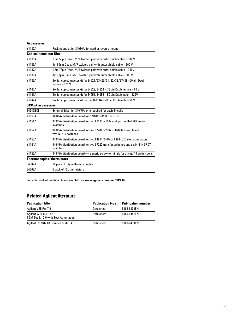 Related agilent literature | Atec Agilent-34980A User Manual | Page 25 / 26