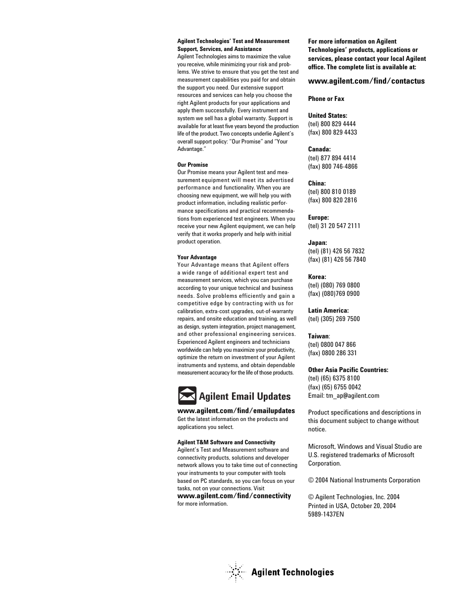 Agilent email updates | Atec Agilent-34980A User Manual | Page 26 / 26